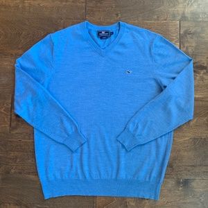 Vinyard Vines Performance Merino Wool Sweater Mens L Blue Long Sleeve V-Neck